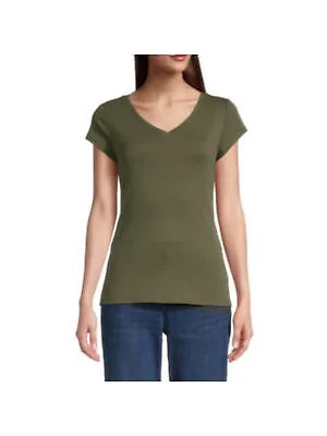DOLAN Женская зеленая футболка в рубчик с короткими рукавами и V-образным вырезом XS