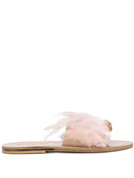 Solange сандалии с отделкой из перьев