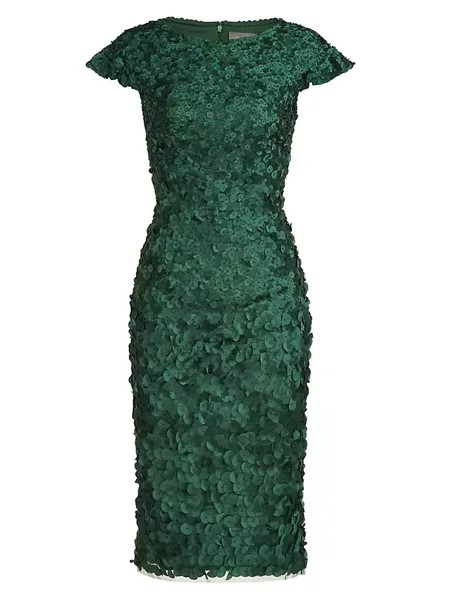 Платье с лепестками, украшенное бисером Theia, цвет pine