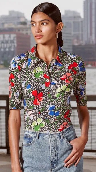 Футболка Rosetta Getty Floral Polo, черный