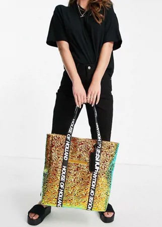 Радужная переливающаяся сумка-тоут с фирменными ремешками House of Holland-Многоцветный