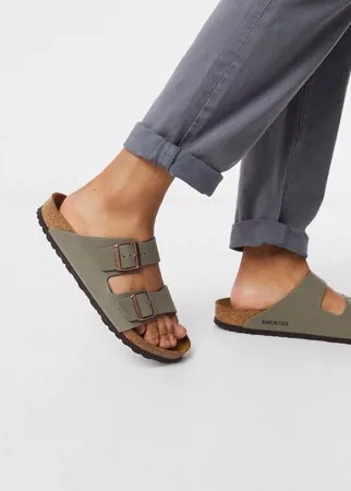 Светло-бежевые сандалии Birkenstock arizona birko-flor-Бежевый