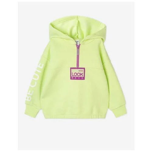 Салатовое худи oversize с принтом Be cute для девочки Gloria Jeans, размер 4-5л/110 (29)