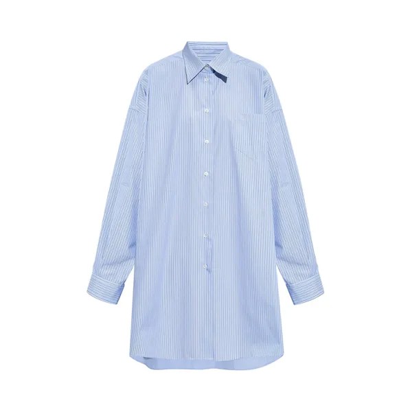 Рубашка в тонкую полоску из поплина Maison Margiela, цвет: белый/синий