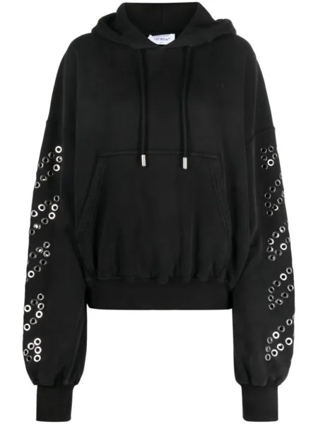 Off-White худи с люверсами, черный