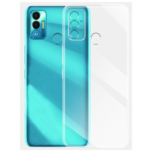 Прозрачный силиконовый чехол с защитой камеры для Tecno Spark 7 / Тонкий противоударный легкий чехол накладка на телефон Техно Спарк 7