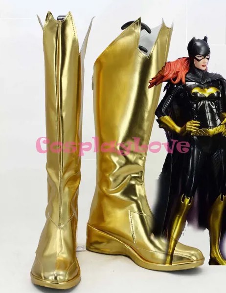 Новейшие изготовленные на заказ Японские Аниме ботинки Batgirl для косплея золотые длинные ботинки ручной работы на Рождество Хэллоуин