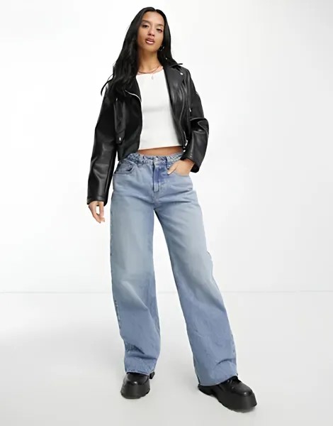 Куртка Asos Design Petite Ultimate Faux Leather Biker, черный