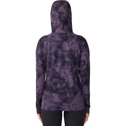 Топ Mountain Stretch с капюшоном и длинными рукавами — женский Mountain Hardwear, цвет Blurple Ice Dye Print