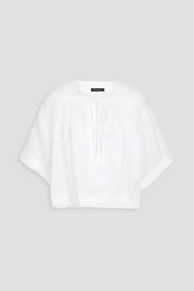Гипюровый топ Charlotte со сборками из рами и кружевной отделкой Rag & Bone, белый