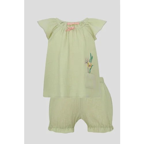 Комплект одежды  Choupette для девочек, платье и шорты, повседневный стиль, пояс на резинке, размер 80, зеленый