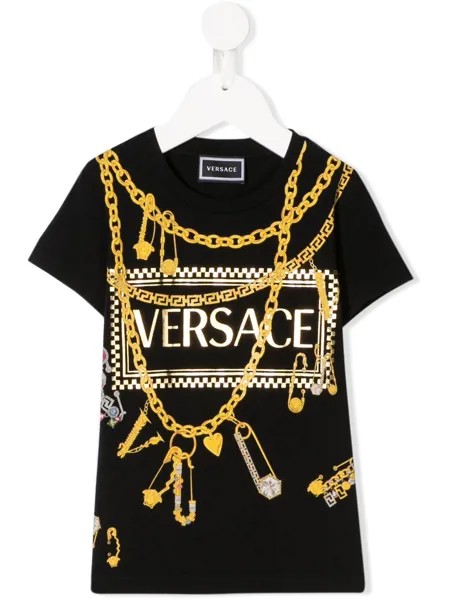 Versace Kids футболка с принтом и логотипом