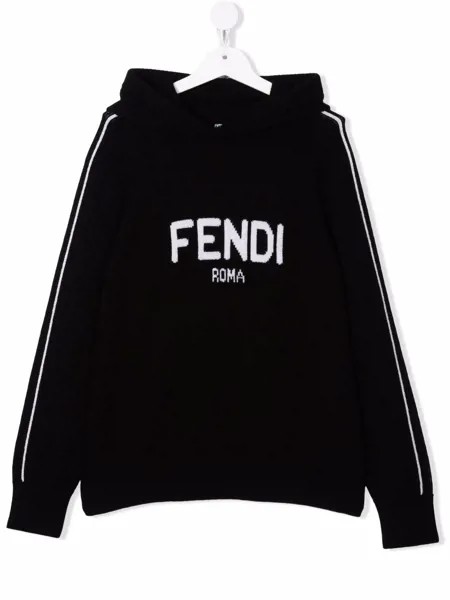 Fendi Kids худи с логотипом вязки интарсия