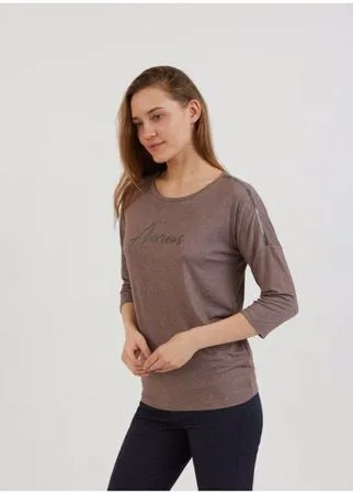 Лонгслив с декором из страз, цвет Светло- коричневый кофе, размер XL