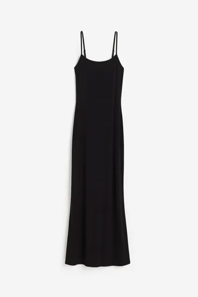 Платье H&M Ribbed Maxi, черный