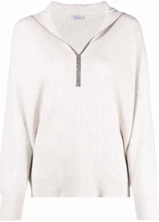 Brunello Cucinelli кашемировое худи в рубчик