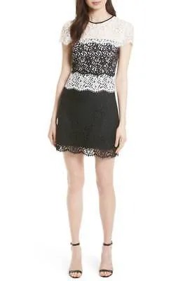 MILLY Черно-белое кружевное романтическое двухцветное эластичное платье-футляр Gabrielle с цветочным принтом 8