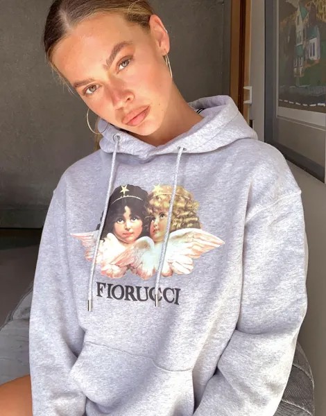 Худи серого цвета с принтом ангелов Fiorucci-Серый