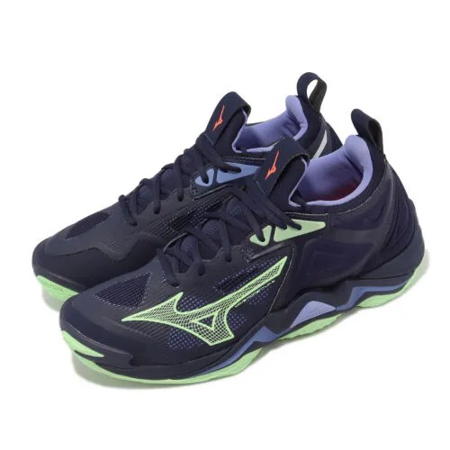 Mizuno Wave Momentum 3 Фиолетовый Зеленый Синий Мужская волейбольная спортивная обувь V1GA2312-11