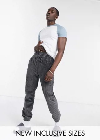 Темно-серые свободные джоггеры из вельвета ASOS DESIGN-Серый
