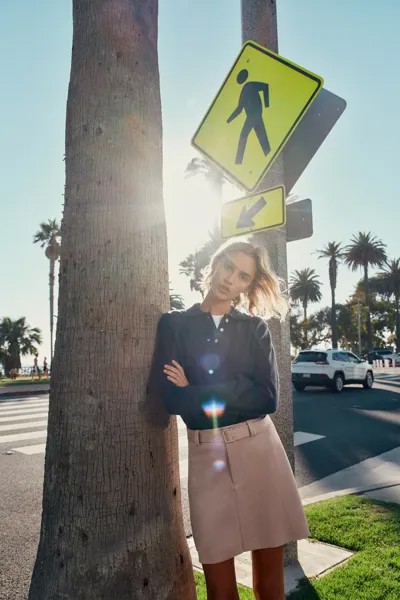 Мини-юбка из искусственной замши ZARA, бледно-розовый
