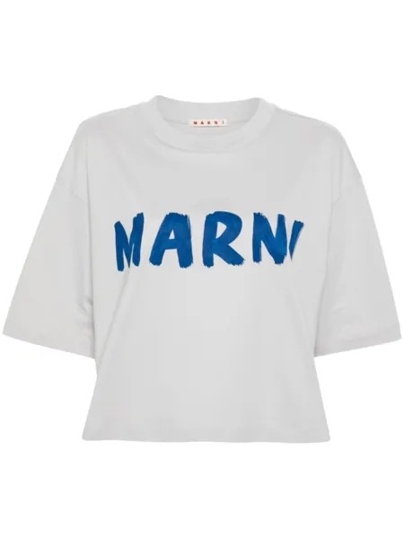 Marni укороченная футболка из органического хлопка, серый