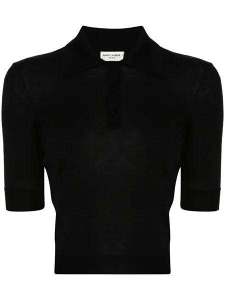 Saint Laurent рубашка поло с вышивкой Cassandre, черный