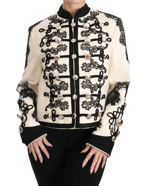 Куртка DOLCE - GABBANA Белая шерсть, черный цветочный барокко IT36 / US2/ XS Рекомендуемая розничная цена 8000 долларов США