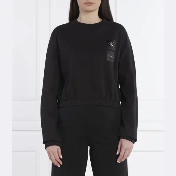 Укороченный свитшот из атласных коробок Calvin Klein, черный