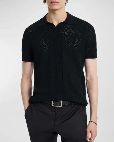 Мужской свитер-поло Theo Pointelle John Varvatos, цвет Black