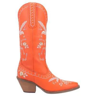 Dingo Full Bloom Цветочные ковбойские женские оранжевые повседневные ботинки с круглым носком DI939-800