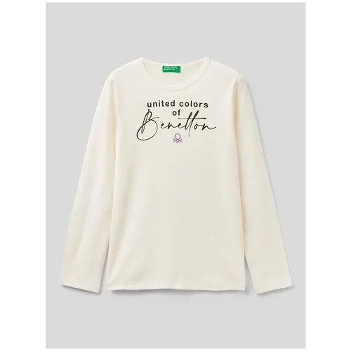 Лонгслив UNITED COLORS OF BENETTON, хлопок, размер 150 (XL), белый