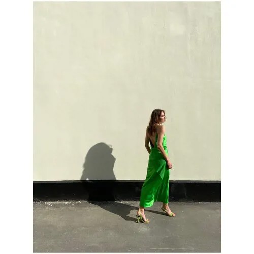 Двустороннее платье-комбинация миди с V-образным вырезом LESYANEBO Травяной/Лиловый
