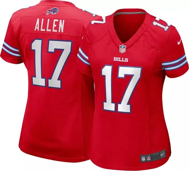 Женская красная игровая майка Nike Buffalo Bills Josh Allen #17