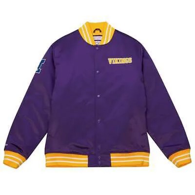 Mitchell - Ness MV Heavyweight Satin Button Up Jacket Mens Purple Casual Athlet