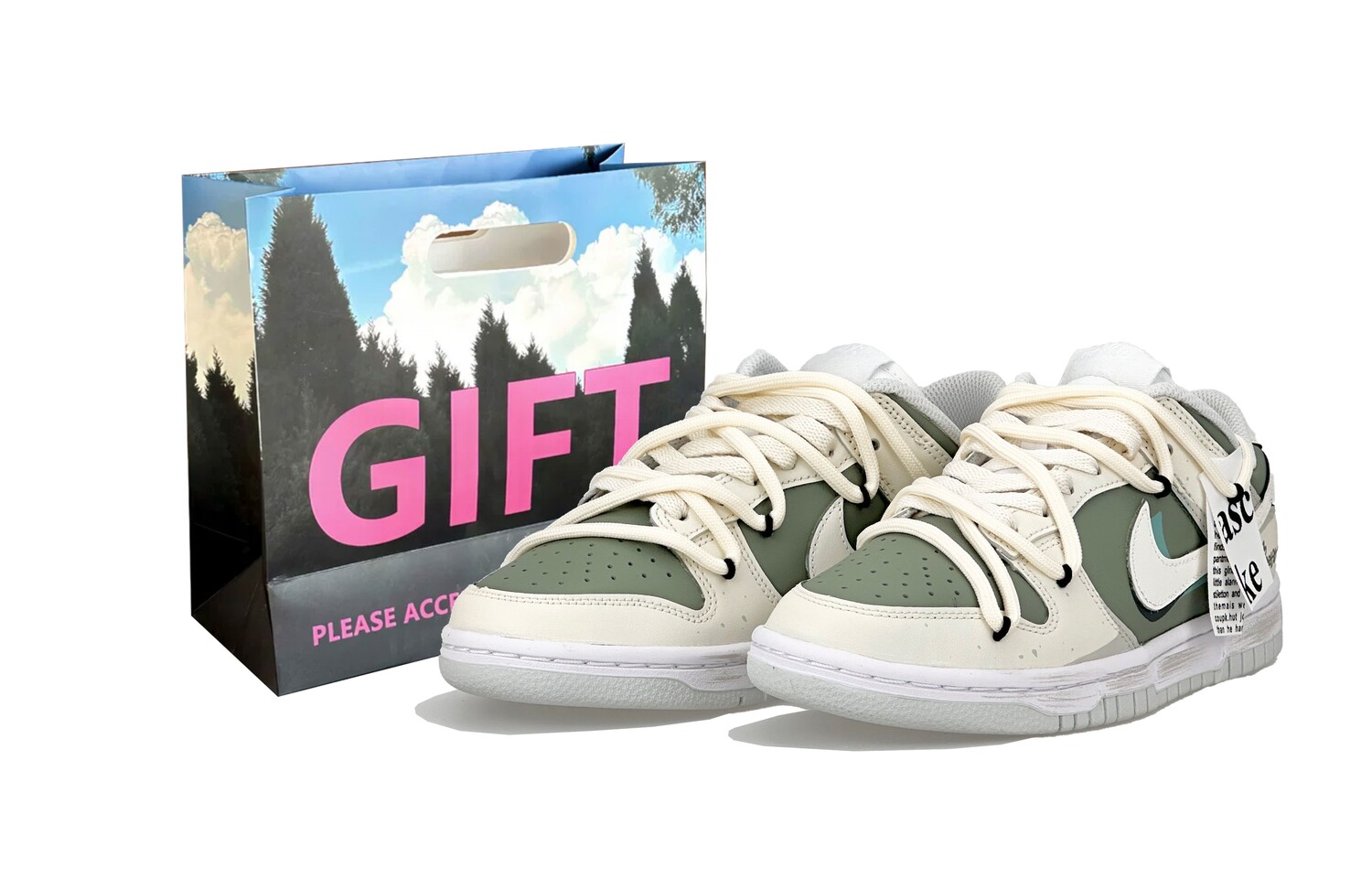 Кроссовки Nike Dunk Skateboarding Shoes Women's Low-top White/green, зеленый
