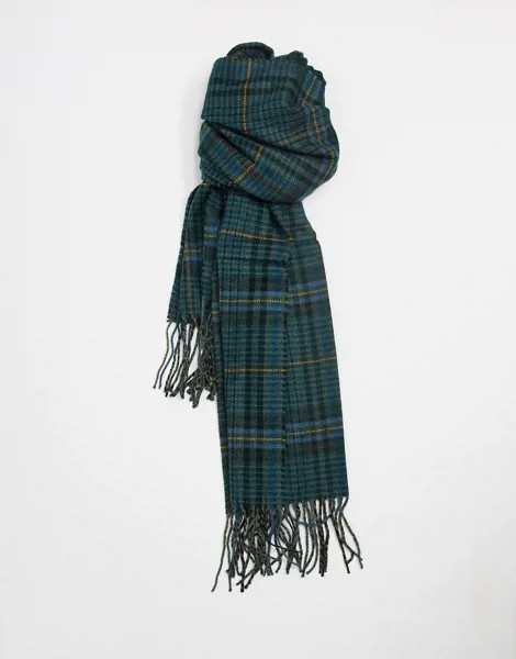 Зеленый шарф из шотландки Burton Menswear