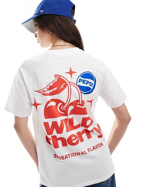 Белая футболка с рисунком Wild Cherry Pull&Bear