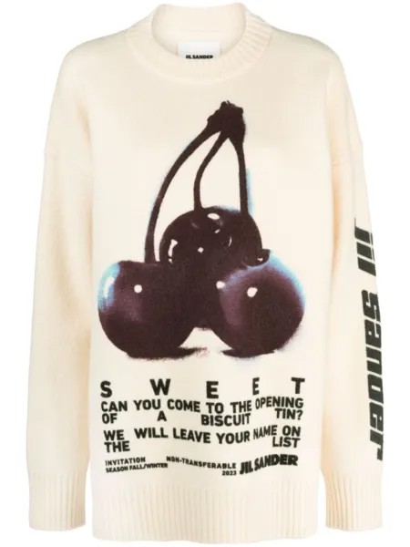 Jil Sander шерстяной джемпер с принтом, нейтральный цвет