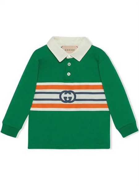 Gucci Kids рубашка поло с логотипом Interlocking G