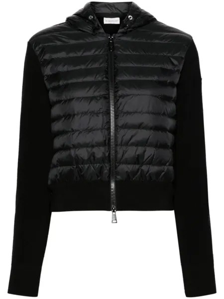 Пуховик стеганый с капюшоном Moncler, черный