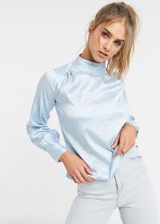 Атласная блуза голубого цвета Closet London-Голубой