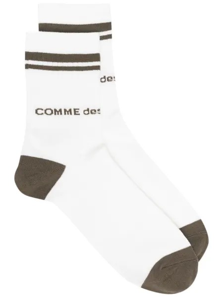 Comme des Garçons Homme Plus носки в рубчик с логотипом, зеленый