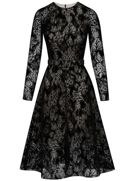 Кружевное платье миди Oscar de la Renta, черный