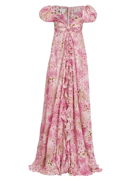 Платье макси из хлопка с цветочным принтом Giambattista Valli, розовый
