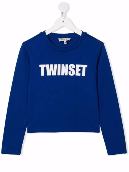 TWINSET Kids топ с длинными рукавами и логотипом