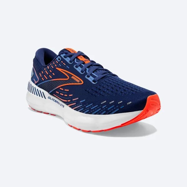 Мужские кроссовки Glycerin Gts 20 — D/средней ширины, синий Depths/palace Blue/оранжевый Brooks