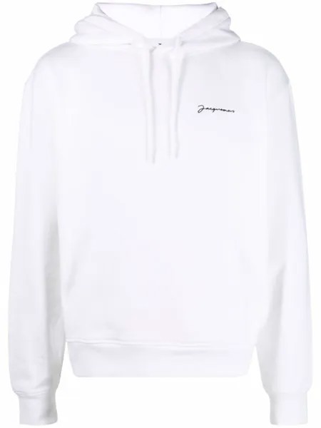Jacquemus худи с вышитым логотипом, белый
