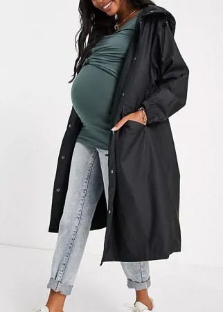 Черный прорезиненный дождевик миди ASOS DESIGN Maternity-Черный цвет
