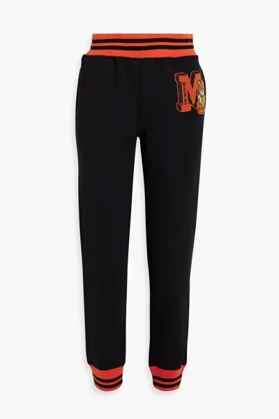 Спортивные брюки из французской махровой ткани с аппликациями Moschino, черный